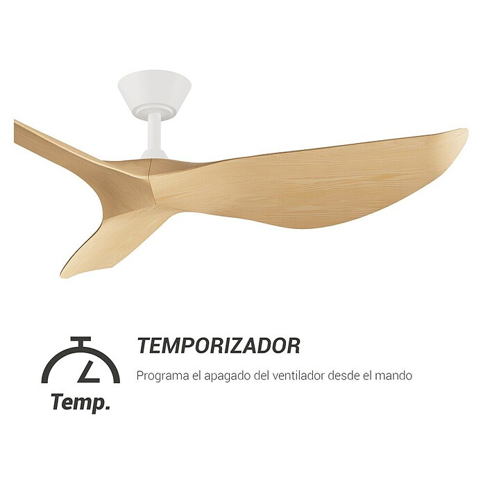 Sulion Ventilador de techo Python M (Blanco/Madera, 126 cm, 43 W) | BAUHAUS