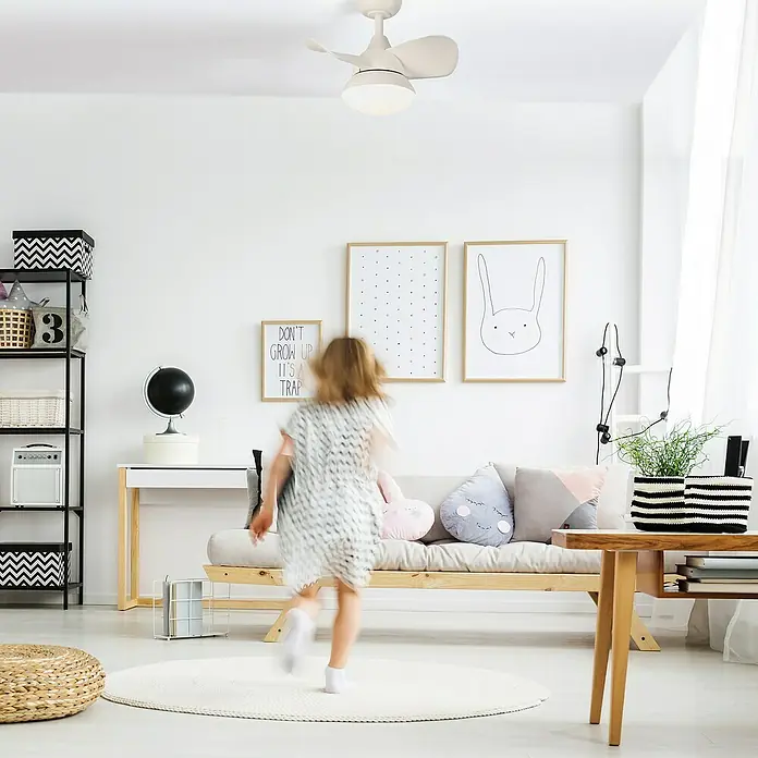 Sulion Ventilador de techo Sandra - Blanco, 50 cm, 24 W, Blanco cálido - El moderno ventilador de techo blanco con lámpara crea un ambiente agradable en la habitación infantil elegante y luminosa.
