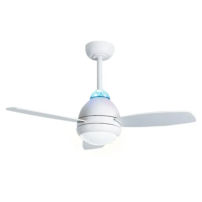 Sulion Ventilador de techo Luca - Blanco, 97 cm, 24 W, RGB - Ventilador de techo blanco con luces de colores y tres aspas. Ideal para refrescar e iluminar espacios eficientemente.
