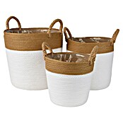 Maceta con interior de plástico Talia (Dimensiones externas (Ø x Al): 33 x 31 cm, Materiales naturales, Natur/Blanco) | BAUHAUS