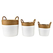 Maceta con interior de plástico Talia (Dimensiones externas (Ø x Al): 33 x 31 cm, Materiales naturales, Natur/Blanco) | BAUHAUS