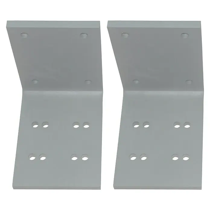 Deckenadapter ALT-ET-DA - 175 x 130 x 175 mm, Verkehrsweiß, Passend für: Sunfun Vollkassettenmarkisen Elba - Zwei graue Winkel mit Befestigungslöchern für verschiedene Anwendungen. Das Produkt ist ideal für die sichere Montage von Bauteilen.
