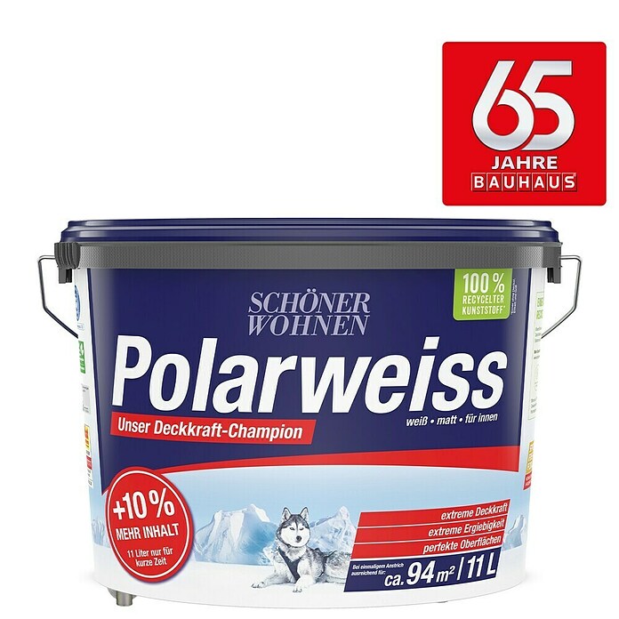 Schöner Wohnen Wandfarbe Polarweiß +10 % mehr Inhalt (Weiß, 11 l, Matt)