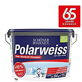 SCHÖNER WOHNEN-Farbe Wandfarbe Polarweiß (Weiß, Matt, 11 l, Konservierungsmittelfrei)