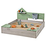 Muddy Buddy Sandkasten Cozy House (100 x 100 x 60 cm, Holz, Warmgrau/ Eukalyptus) | BAUHAUS
