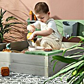 Muddy Buddy Sandkasten Cozy House (100 x 100 x 60 cm, Holz, Warmgrau/ Eukalyptus) | BAUHAUS