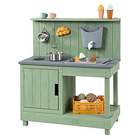 Muddy Buddy Matschküche Mud Expert (80 x 40 x 90 cm, Holz, Eukalyptus)