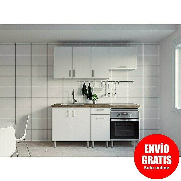Top Element Cocina compacta (Ancho: 1,8 m, Sin electrodomésticos, Blanco, 6 pzs.) | BAUHAUS