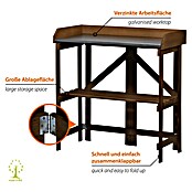 Dobar Pflanztisch Faltbar mit Ablage (86 x 43 x 88 cm, Holz, Dunkelbraun) | BAUHAUS