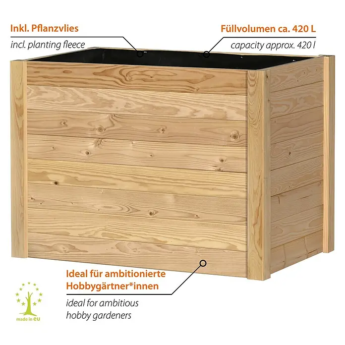 Dobar Hochbeet Douglasie - 106 x 65,5 x 76 cm, Holz, Natur - Holzpflanzgefäß mit geräumigem Innenraum, ideal für Garten, Balkon oder Terrasse. Robustes Design, bietet Pflanzen ein ideales Zuhause.