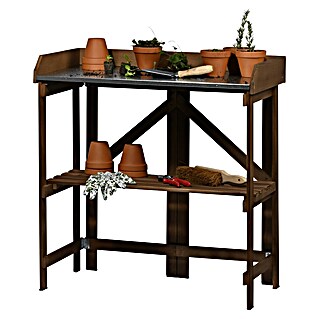 Dobar Pflanztisch Faltbar mit Ablage (86 x 43 x 88 cm, Holz, Dunkelbraun)
