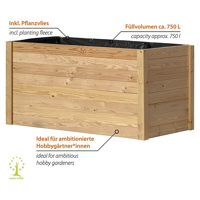 Dobar Hochbeet Douglasie (147 x 80 x 76 cm, Holz, Natur) | BAUHAUS