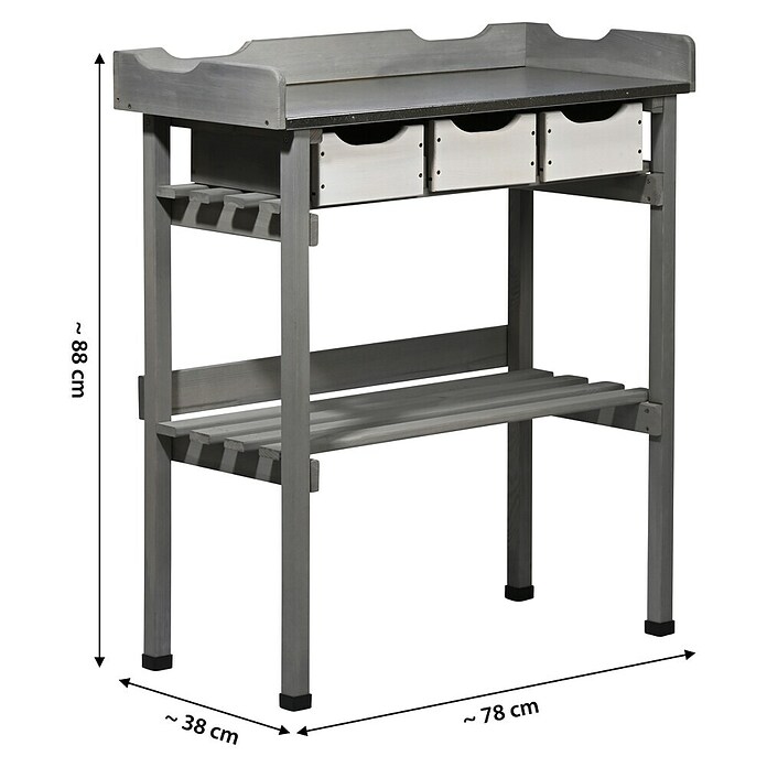 Dobar Pflanztisch (78 x 38 x 88 cm, Holz, Grau) | BAUHAUS
