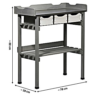 Dobar Pflanztisch (78 x 38 x 88 cm, Holz, Grau)