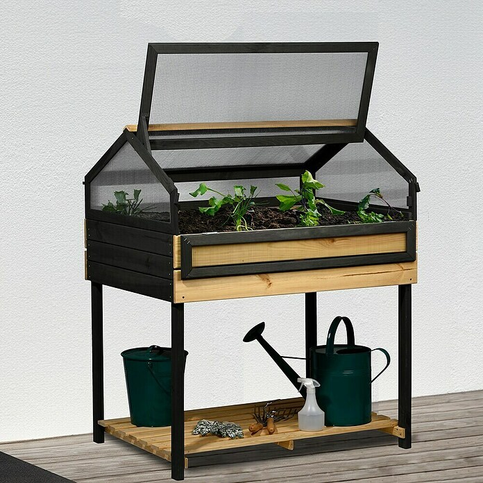 Dobar Hochbeet 4 Jahreszeiten (100 x 73 x 121,5 cm, Holz, Anthrazit/Natur) | BAUHAUS