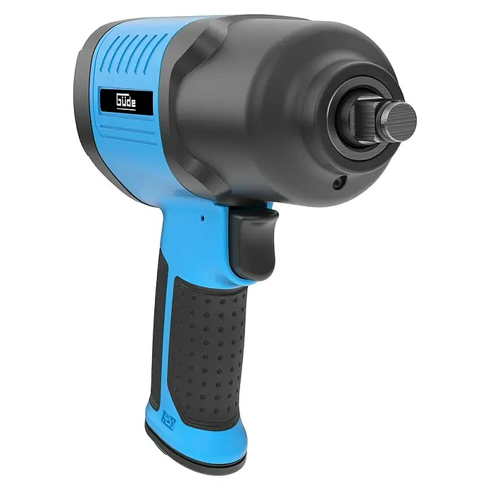 Güde Druckluft-Schlagschrauber Twin Hammer 1/2" - Betriebsdruck: 6,3 bar, Leerlaufdrehzahl: 7.000 U/min - Blauer und schwarzer Güde Schlagschrauber mit ergonomischem Strukturgrip und Metallantrieb.