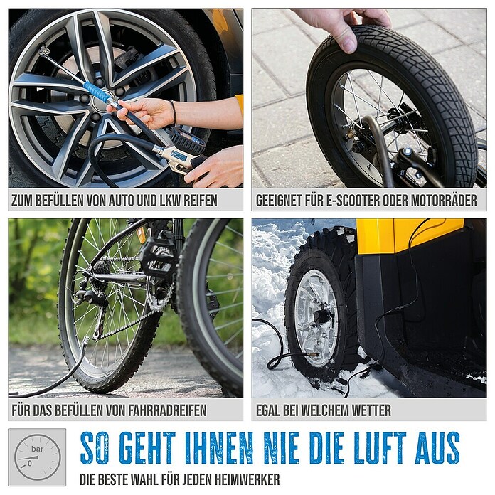 Güde Reifenfüllmesser V 12 Pro (Schwarz/Blau, Schlauchlänge: 830 mm) | BAUHAUS