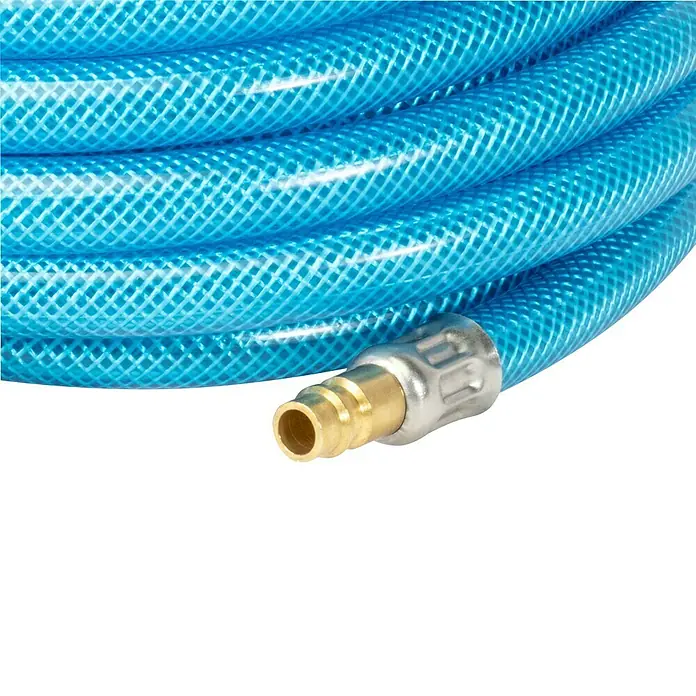 Güde Druckluftschlauch - Länge: 10 m, Schlauchdurchmesser: 13 mm - Blauer geflochtener Schlauch mit Messinganschluss.