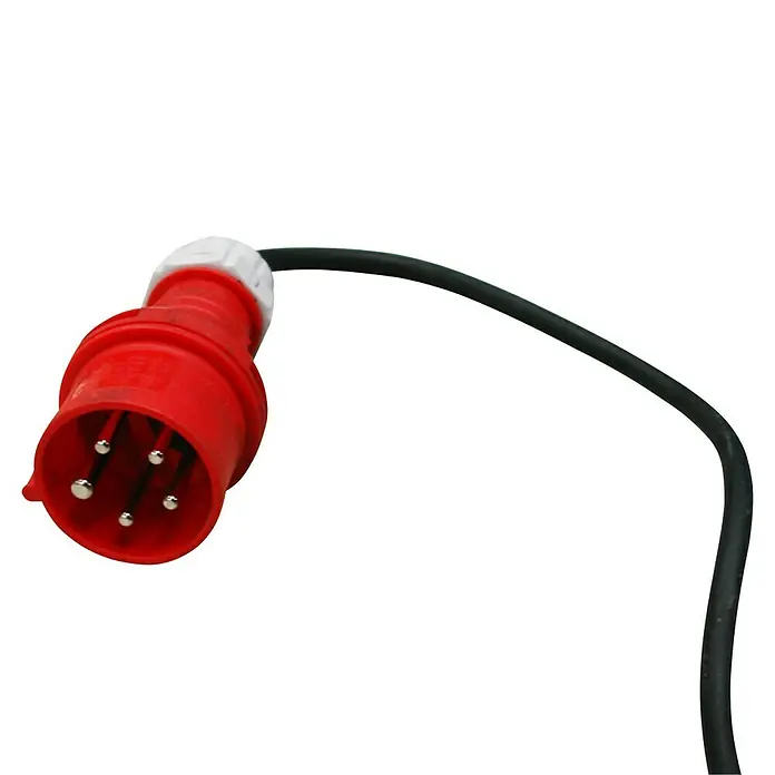 Güde Kompressor 635/10/90 Pro - 3.000 W, Max. Druck: 10 bar, 100 l, Schmierung: Ölgeschmiert - Roter 5-poliger Industriestromstecker mit schwarzem Kabel.