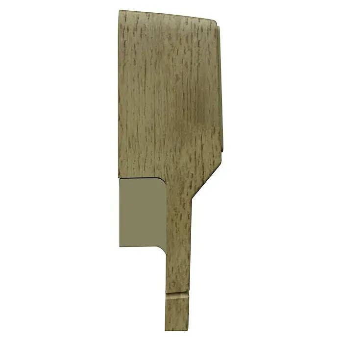 GGK Gerätetank - 2-fach, Buche, Passend für: Sockelleistenkanal SL 20x50 - Nahaufnahme eines hölzernen Fensterrahmenecks, das die Textur und das Design hervorhebt.