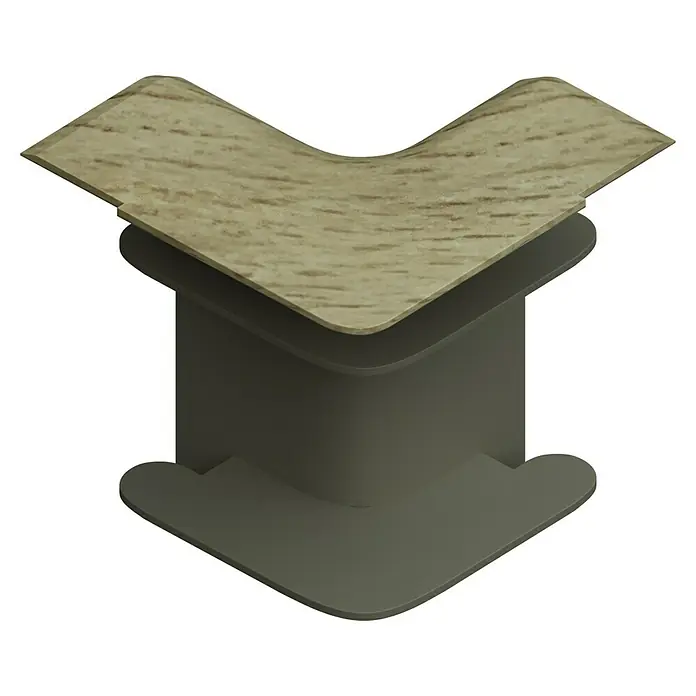 GGK Innenecke - Buche, Passend für: Sockelleistenkanal SL 20x50 - Eckverbinder für Bodenbeläge, Holzoptik und grauer Sockel. Robuster Schutz für Ecken und Kanten im Innenbereich.