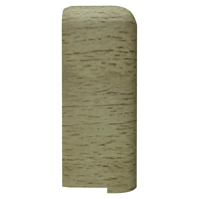 GGK Endstück - Rechts, Buche, Passend für: Sockelleistenkanal SL 20x50 - Nahaufnahme eines Holzdübels mit abgerundeten Kanten und einer deutlichen Holzmaserung, ideal für Möbelbau oder Reparaturen.
