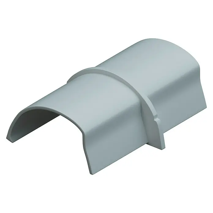 D-Line Kabelkanal-Zubehörkit - Weiß, Passend für: D-Line Kabelkanal 30 x 15 mm - Eine Nahaufnahme einer grauen Kabelschutzabdeckung, die eine Schutzvorrichtung für Kabel darstellt.
