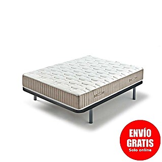Unique Estructura de cama con colchón Toronto y patas (L x An: 190 x 150 cm, Textil, Gris)