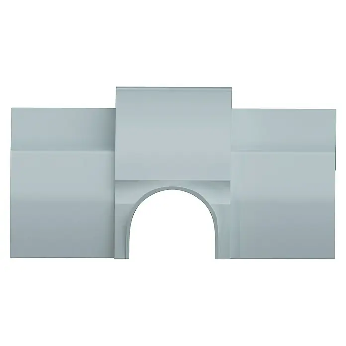D-Line Kabelkanal-Zubehörkit - Weiß, Passend für: D-Line Kabelkanal 22 x 22 mm - Weißes Gebäude mit einem gewölbten Tor in der Mitte. Es ist ein stilvolles und modernes Design, das für Fotoshootings verwendet werden kann.
