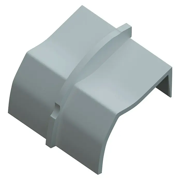 D-Line Kabelkanal-Zubehörkit - Weiß, Passend für: D-Line Kabelkanal 22 x 22 mm - Nahaufnahme einer grauen Rohrabdeckung, die ein Rohr schützt und ästhetisch ansprechend abdeckt. Das Design integriert sich gut.