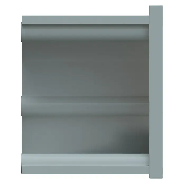 D-Line Kabelkanal-Zubehörkit - Weiß, Passend für: D-Line Kabelkanal 22 x 22 mm - Graue, horizontal geriffelte Platte mit vertikalem Rahmen auf der rechten Seite.