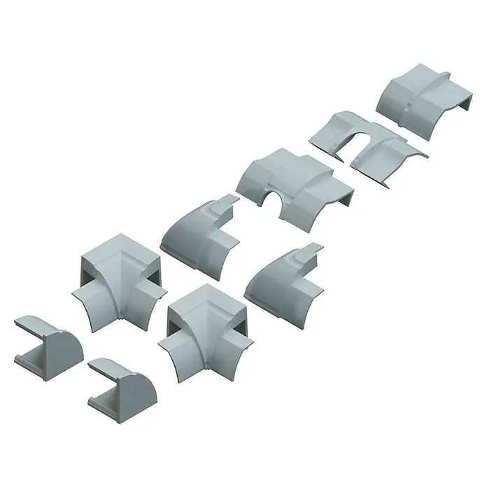 D-Line Kabelkanal-Zubehörkit - Weiß, Passend für: D-Line Kabelkanal 22 x 22 mm - Weiße Kunststoff-Kabelkanäle und Eckverbinder in verschiedenen Ausführungen für eine saubere und sichere Kabelführung im Innenbereich.