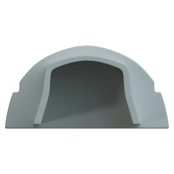 D-Line Kabelkanal-Zubehörkit - Weiß, Passend für: D-Line Kabelkanal 16 x 8 mm - Graue Form mit abgerundeter Oberseite und einem ausgeschnittenen rechteckigen Raum darunter, ideal für moderne Präsentationen.