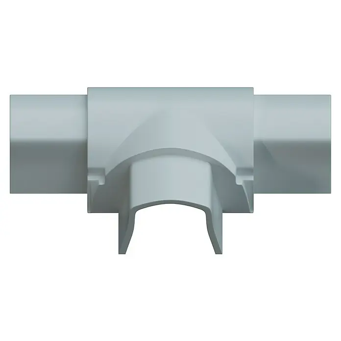 D-Line Kabelkanal-Zubehörkit - Weiß, Passend für: D-Line Kabelkanal 16 x 8 mm - Detailaufnahme eines weißen T-Stücks aus PVC, das für Sanitärinstallationen verwendet wird und eine klare, moderne Ästhetik aufweist.