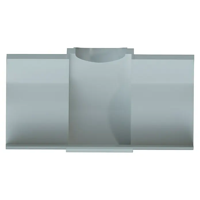 D-Line Kabelkanal-Zubehörkit - Weiß, Passend für: D-Line Kabelkanal 22 x 22 mm - Eine graue Dunstabzugshaube vor einem schwarzen Hintergrund. Die Haube ist modern und minimalistisch im Design und passt zu jeder Küche.