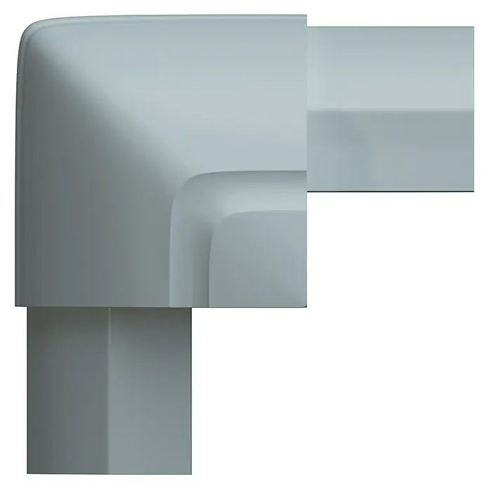 D-Line Kabelkanal-Zubehörkit - Weiß, Passend für: D-Line Kabelkanal 22 x 22 mm - Nahaufnahme eines grauen Eckschutzprofils, das Schutz und Ästhetik in minimalistischem Design vereint.