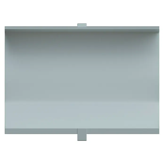 D-Line Kabelkanal-Zubehörkit - Weiß, Passend für: D-Line Kabelkanal 22 x 22 mm - Ein hellgrauer Rollladen, der teilweise heruntergelassen ist, zeigt seine schlichte Eleganz und Funktionalität für den täglichen Gebrauch.