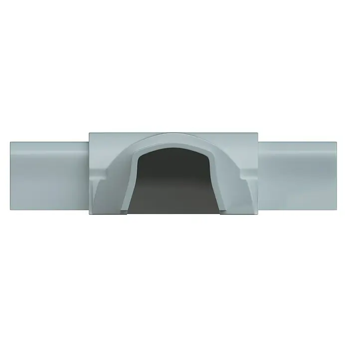 D-Line Kabelkanal-Zubehörkit - Weiß, Passend für: D-Line Kabelkanal 16 x 8 mm - Frontansicht eines modernen weißen Kamins mit einer eleganten, gebogenen Öffnung und zwei Seitenteilen, die ein minimalistisches Design betonen.