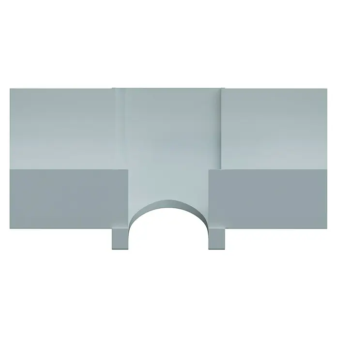 D-Line Kabelkanal-Zubehörkit - Weiß, Passend für: D-Line Kabelkanal 22 x 22 mm - Ansicht eines Gebäudes mit einem Bogenweg und einer glatten, monochromen Oberfläche, die architektonische Klarheit und Einfachheit betont.