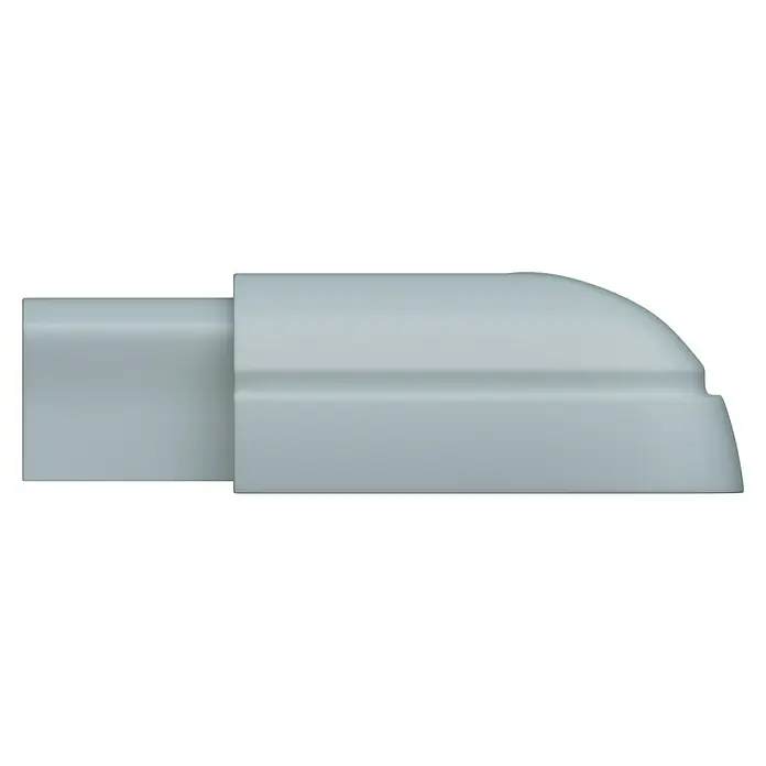 D-Line Kabelkanal-Zubehörkit - Weiß, Passend für: D-Line Kabelkanal 16 x 8 mm - Nahaufnahme einer grauen Hülle mit abgerundeten Kanten, die ein schlichtes und modernes Design für elektronische Geräte oder Zubehör zeigt.