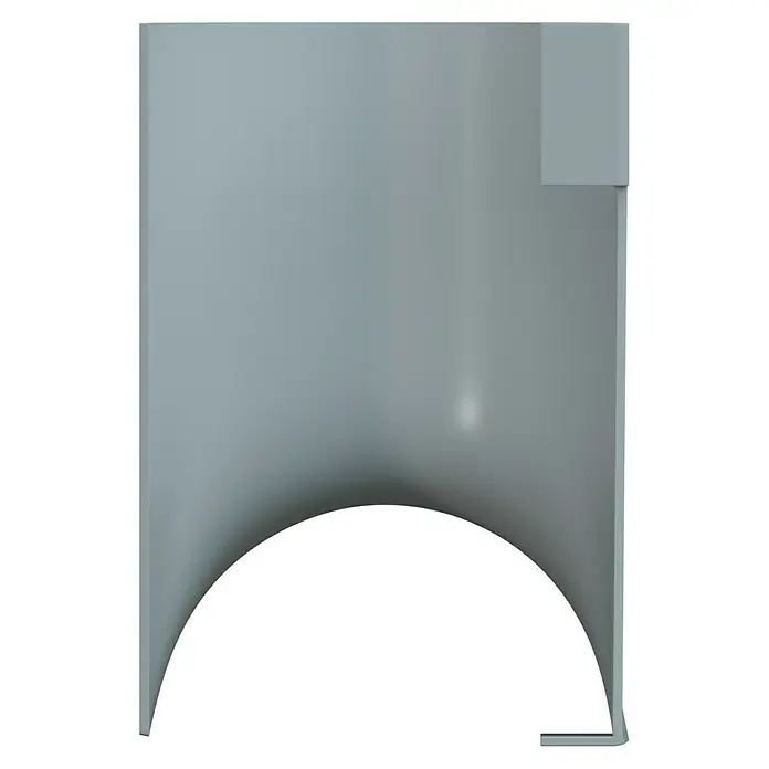 D-Line Kabelkanal-Zubehörkit - Weiß, Passend für: D-Line Kabelkanal 20 x 10 mm - Graue gebogene Wand mit schwarzen horizontalen Linien.