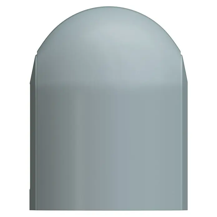 D-Line Kabelkanal-Zubehörkit - Weiß, Passend für: D-Line Kabelkanal 20 x 10 mm - Eine graue, kuppelförmige Struktur auf schwarzem Hintergrund. Das Design ist schlicht und modern mit sanften Rundungen.