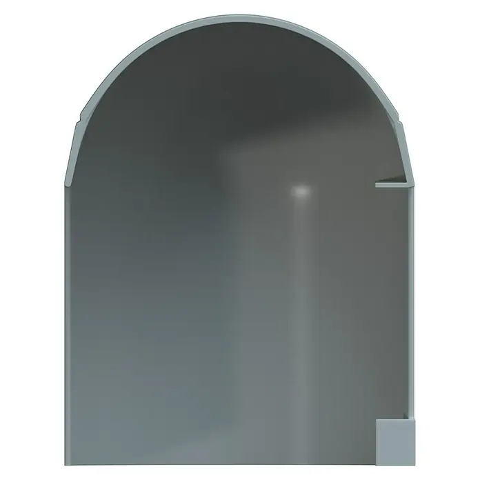D-Line Kabelkanal-Zubehörkit - Weiß, Passend für: D-Line Kabelkanal 20 x 10 mm - Querschnitt einer grauen, zylindrischen Struktur mit gewölbtem Dach, ideal zur Darstellung von Innenräumen oder architektonischen Elementen.