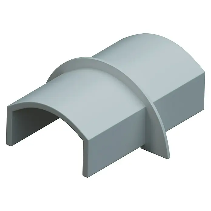 D-Line Kabelkanal-Zubehörkit - Weiß, Passend für: D-Line Kabelkanal 20 x 10 mm - Produktbild eines dreifachen Kabelschutzes in Grau. Robuster und flexibler Schutz für Kabel, ideal für den Innen- und Außenbereich.