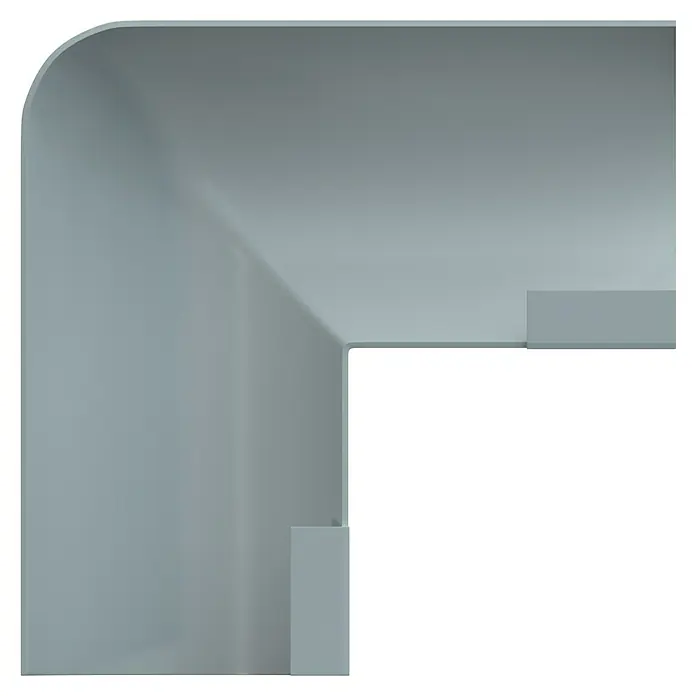 D-Line Kabelkanal-Zubehörkit - Weiß, Passend für: D-Line Kabelkanal 20 x 10 mm - Nahaufnahme einer eleganten, hellgrauen Eckleiste mit abgerundeter Kante, ideal für stilvolle Innenräume.