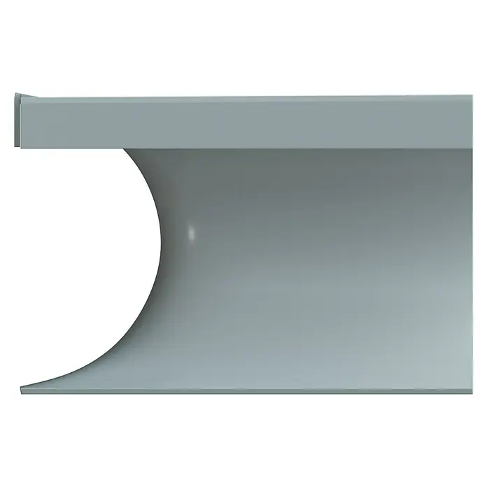 D-Line Kabelkanal-Zubehörkit - Weiß, Passend für: D-Line Kabelkanal 20 x 10 mm - Nahaufnahme eines grauen Trichters mit glatter Oberfläche und abgerundeten Kanten, der ein modernes und minimalistisches Design aufweist.