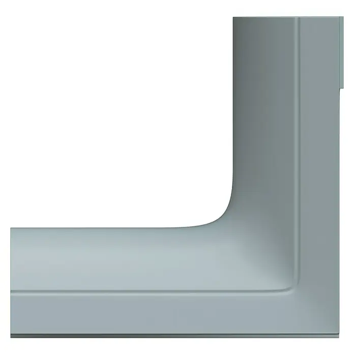 D-Line Kabelkanal-Zubehörkit - Weiß, Passend für: D-Line Kabelkanal 20 x 10 mm - Nahaufnahme einer stilvollen, grauen Eckleiste, die ein modernes Design und klare Linien zeigt. Ideal für jede Inneneinrichtung.