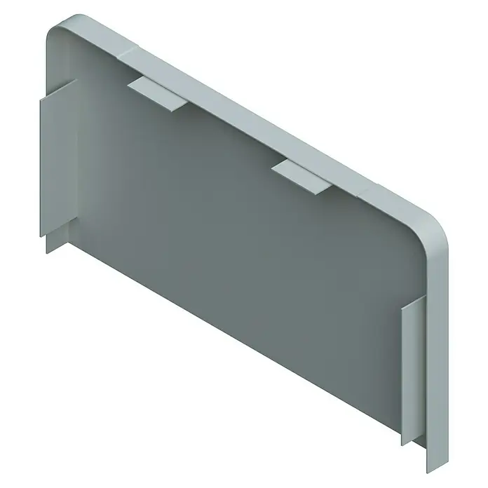 Endstück - Reinweiß, Passend für: Brüstungskanal BR 70 x 130 mm - Graue Wandabdeckung mit zwei Laschen für die Wandmontage. Schutz vor Beschädigung und für eine ästhetische Optik.