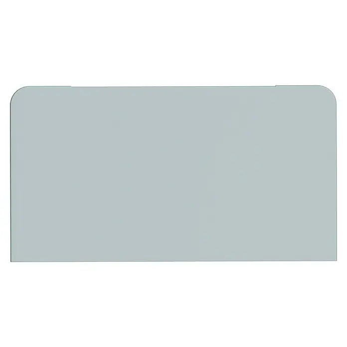 Endstück - Reinweiß, Passend für: Brüstungskanal BR 70 x 130 mm - Eine graue, rechteckige Platte mit abgerundeten Ecken, die sich ideal für Präsentationen oder als Hintergrund für Produkte eignet.