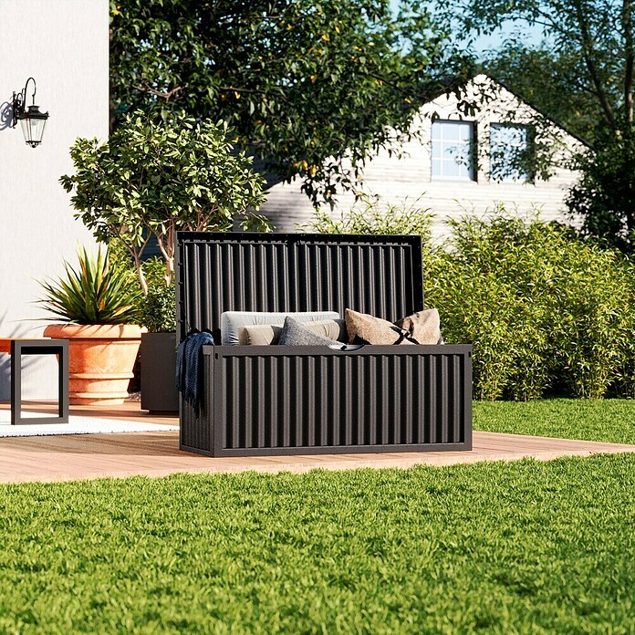 Garten-Aufbewahrungsbox Wave (Anthrazit, 120 x 52 x 54 cm, Kunststoff)